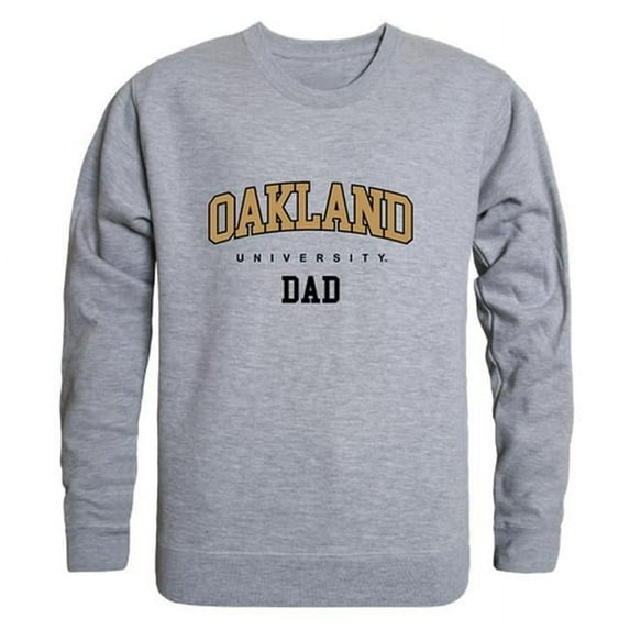 Oakland University Golden Grizzlies Dad Crewneck Sweatshirt, Heather Grey - Medium