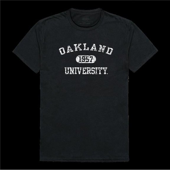 Oakland University Golden Grizzlies Distressed Arch College T-Shirt, Black - 2XL