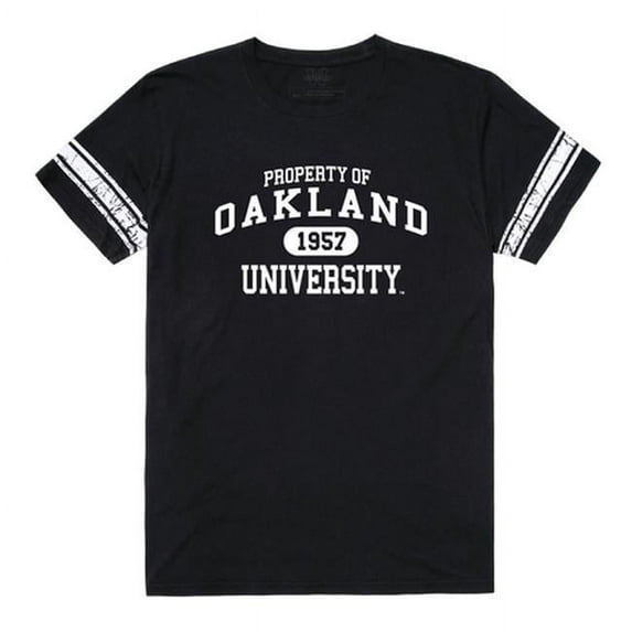 Oakland University Property Football Short Sleeve T-Shirt, Black & White - Medium