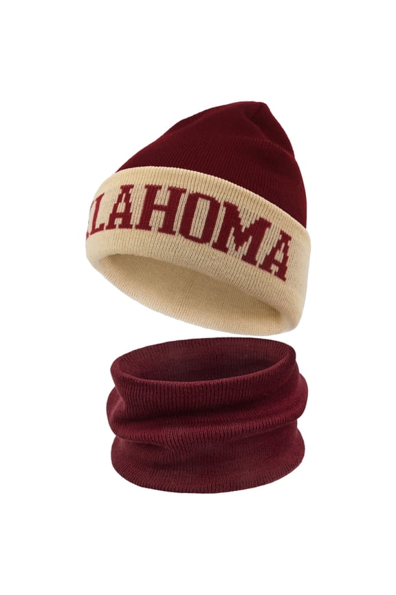 Oakland Winter Knit Hat & Scarf Set – Thick Football Style Beanie & Neck Warmer Combo, Unisex Cold-Weather Accessories