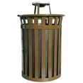 thumbnail image 1 of Oakley Basic Slatted Metal Waste Receptacle with Ash Urn Lid - Brown, 1 of 1