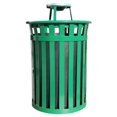 thumbnail image 1 of Oakley Basic Slatted Metal Waste Receptacle with Ash Urn Lid - Green, 1 of 1