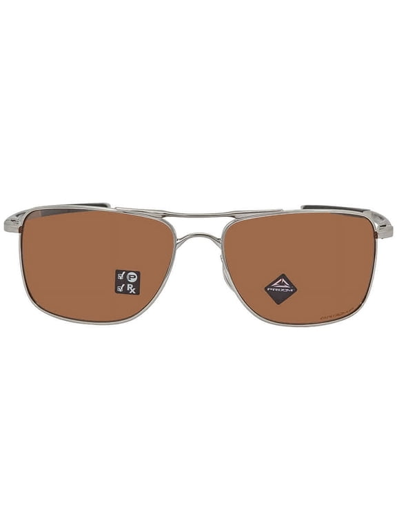 Sunglasses for Men - OO4124 Gauge 8 Rectangular Polarized Sunglasses with Oakley PRIZM Lenses - Polished Chrome/PRIZM Tungsten Polarized - Size 62