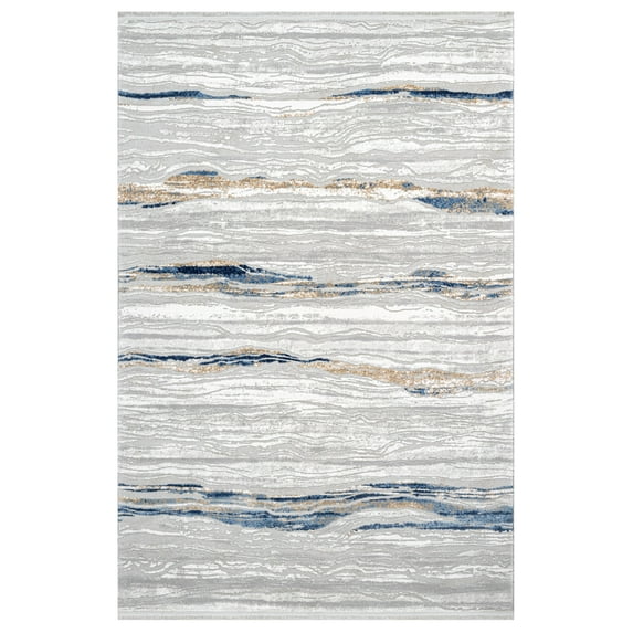 Oakley Grey Striped Knitwear Acrylic Area Rugs for Living Room Jacquard Textured Modern Rugs Soft Geometric Rug for Bedroom Washable Rug Non-Slip Bohemian Carpet Perfect for Dining Room Office Beige