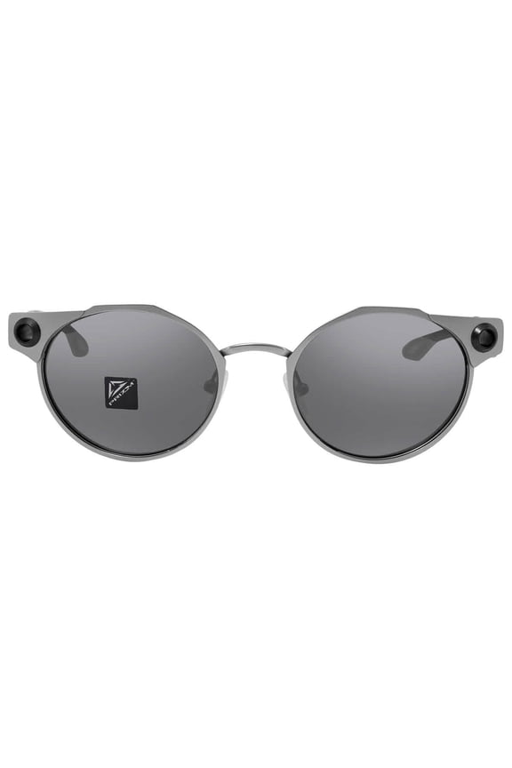 Men's OO6046 Deadbolt Titanium Round Sunglasses, Satin Chrome/Prizm Black, 50 mm