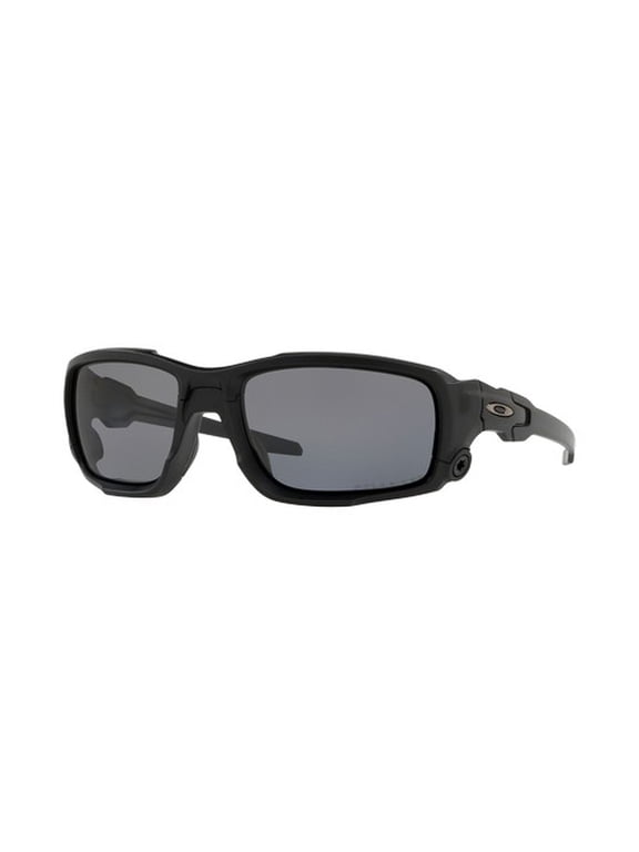 Men's OO9329 Ballistic Shocktube Rectangular Sunglasses, SI Matte Black/Grey Polarized, 61 mm