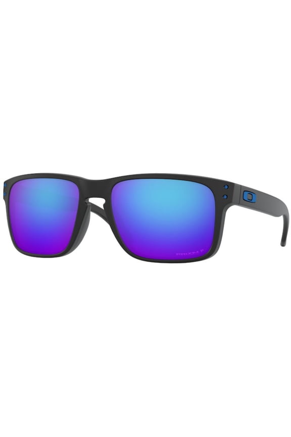 Mens Oo9244 Holbrook Low Bridge Fit Rectangular Sunglasses Matte Black/Prizm Sapphire Iridium Polarized 56 Millimeters