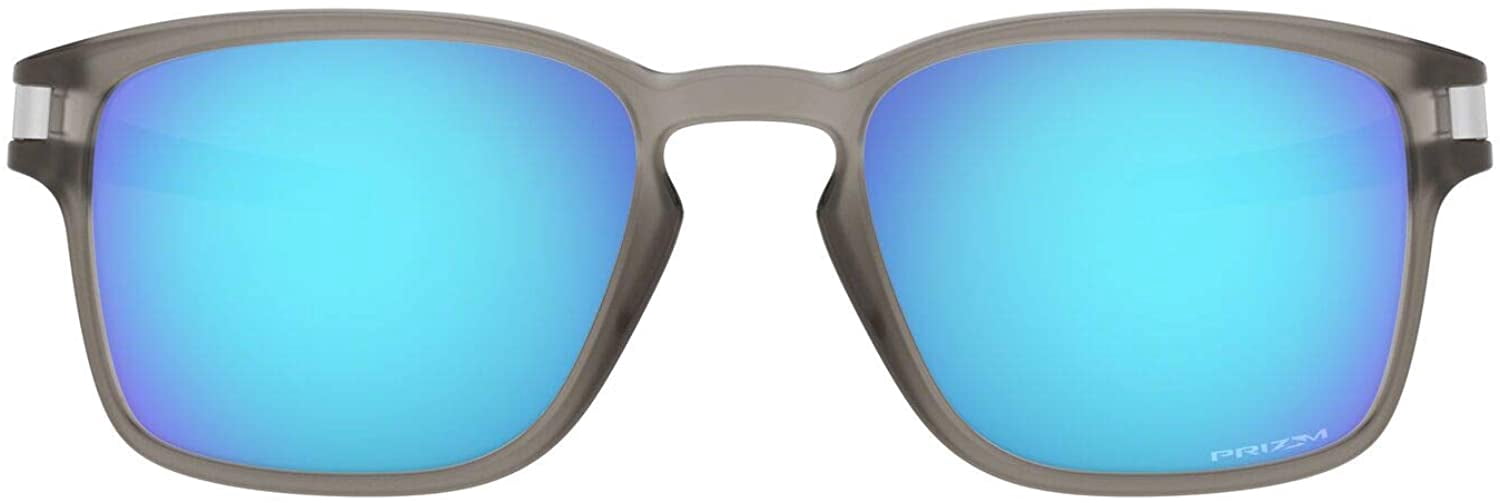 Oakley Mens Oo9358 Latch Square Low Bridge Fit Rectangular Sunglasses Matte Grey Ink/Prizm Sapphire 55 Millimeters