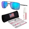 thumbnail image 1 of Oakley OO4124 Gauge 8 Rectangle Shaped Polarized Sunglasses for Men - Includes Official Eyewear Kit - Matte Gunmetal Frame with Prizm Sapphr Iridium Lens, 1 of 6