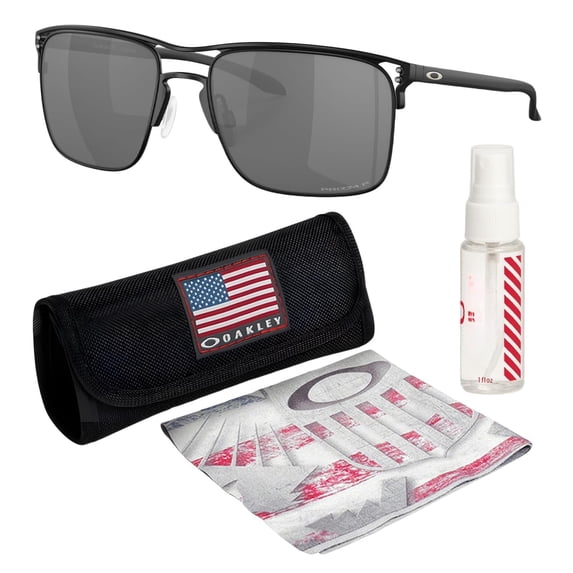 Oakley OO6048 Holbrook TI Square Shaped Polarized Sunglasses for Men - Includes Official Eyewear Kit - Satin Black Frame with Prizm Black Lens