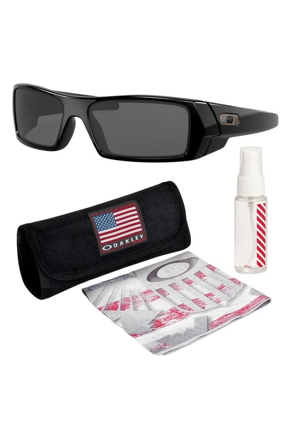 OO9014 Gascan Rectangle Shaped Non-Polarized Sunglasses for Men - Includes Official Eyewear Kit - Polished Black Frame with Grey Lens