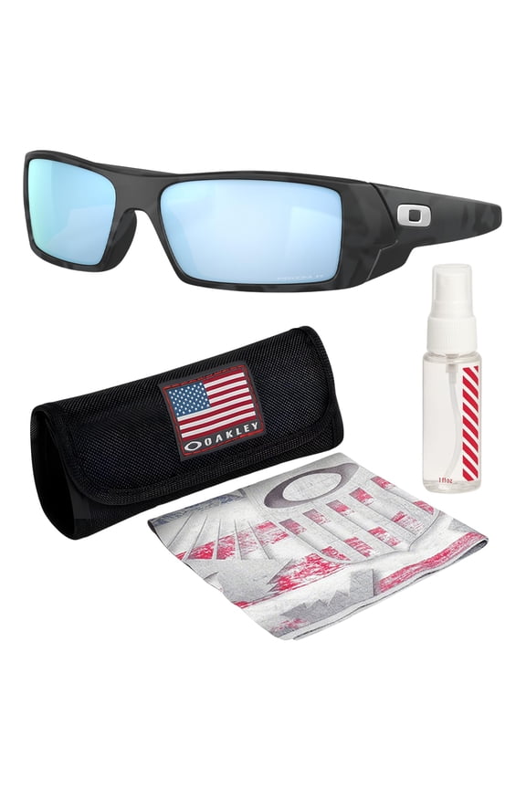 OO9014 Gascan Rectangle Shaped Polarized Sunglasses for Men - Includes Official Eyewear Kit - Matte Black Camo Frame with Prizm Deep Water Lens