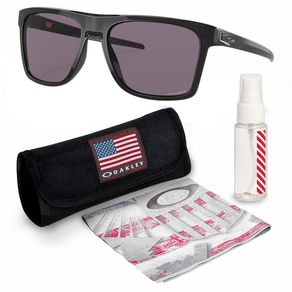Oakley OO9100 Leffingwell Rectangle Shaped Non-Polarized Sunglasses for Men - Includes Official Eyewear Kit - Black Ink Frame with Prizm Grey Lens