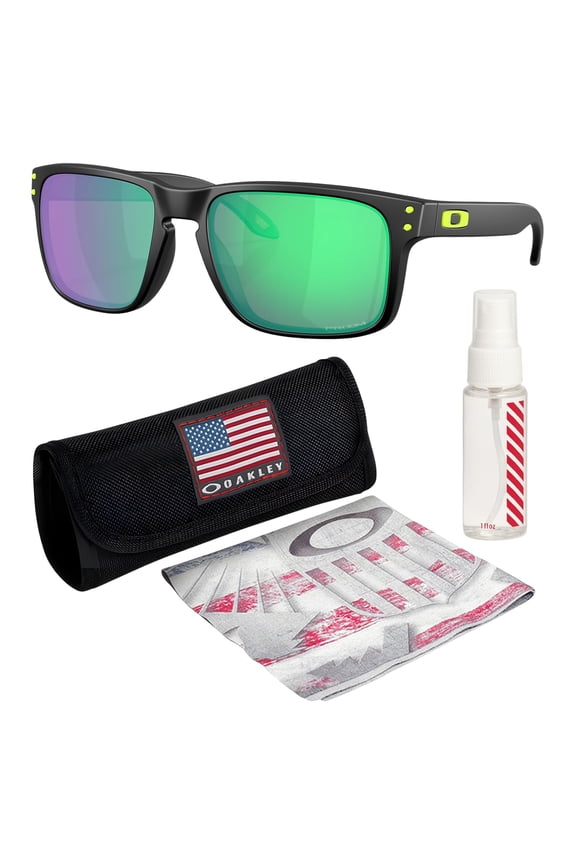 OO9102 Holbrook Court Square Shaped Non-Polarized Sunglasses for Men - Includes Official Eyewear Kit - Matte Black Frame with Prizm Road Jade Lens