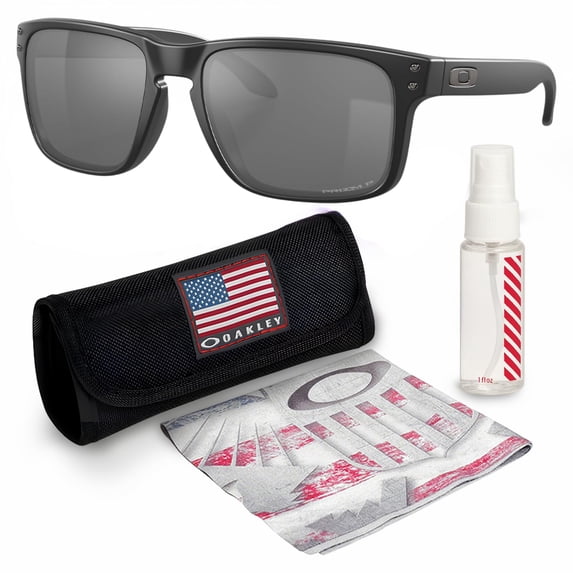 Oakley OO9102 Holbrook Square Shaped Polarized Sunglasses for Men - Includes Official Eyewear Kit - Matte Black Frame with Prizm Black Lens