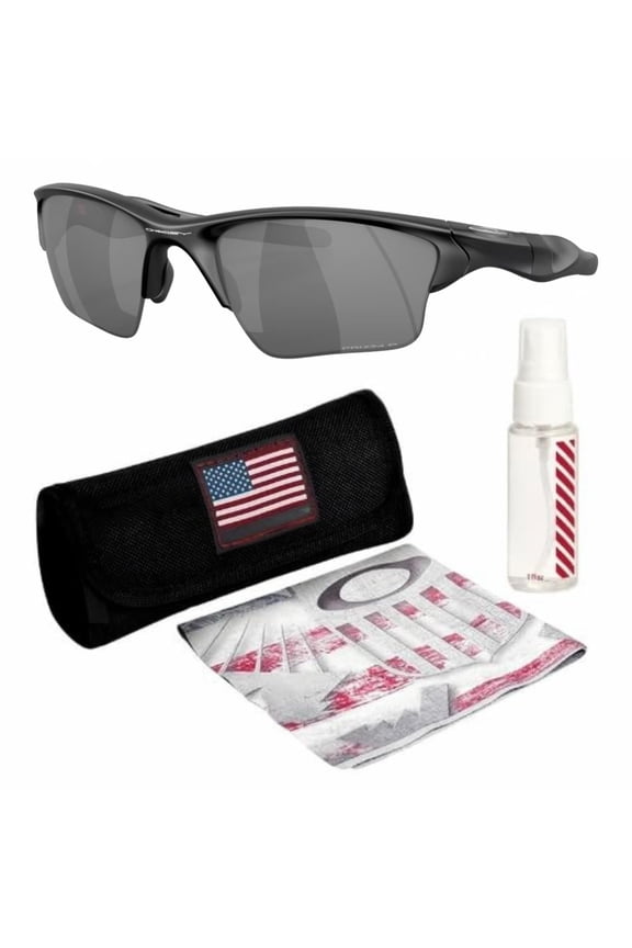 OO9154 Half Jacket 2.0 XL Irregular Shaped Polarized Sunglasses for Men - Includes Official Eyewear Kit - Matte Black Frame with Prizm Black Lens