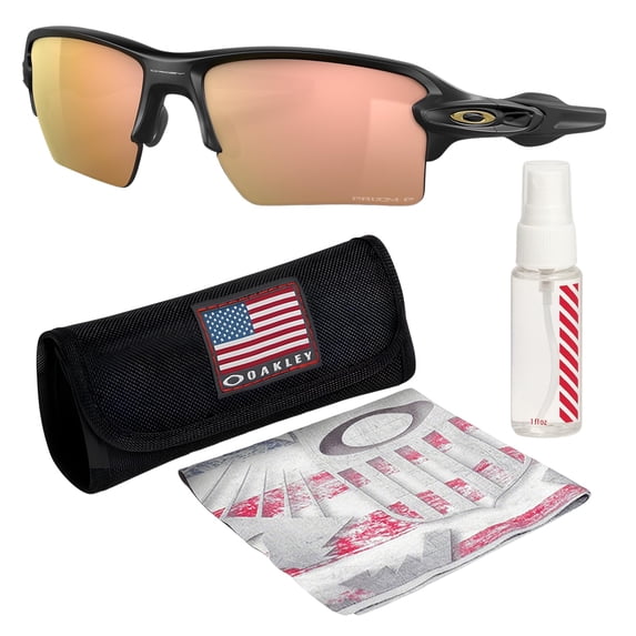 Oakley OO9188 Flak 2.0 XL Rectangle Shaped Polarized Sunglasses for Men - Includes Official Eyewear Kit - Matte Black Frame with Prizm Rose Gold Lens