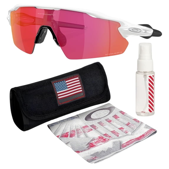 Oakley OO9211 Radar EV Pitch Rectangle Shaped Non-Polarized Sunglasses for Men - Includes Official Eyewear Kit - Polished White Frame with Prizm Field Lens