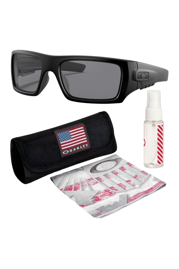 OO9253 SI Ballistic Det Cord Rectangle Shaped Non-Polarized Sunglasses for Men - Includes Official Eyewear Kit - Matte Black Frame with Grey Lens