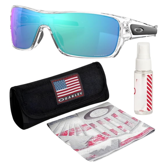 Oakley OO9307 Turbine Rotor Rectangle Shaped Non-Polarized Sunglasses for Men - Includes Official Eyewear Kit - Polished Clear Frame with Prizm Sapphire Lens