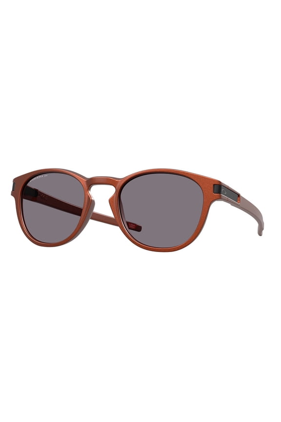 Sunglasses for Men - OO9349 Latch Low-Bridge Fit Round Polarized Sunglasses with Oakley PRIZM Lenses - Matte Fire Orange/PRIZM Grey Polarized - Size 53