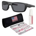 thumbnail image 1 of Oakley OO9367 Drop Point Rectangle Shaped Non-Polarized Sunglasses for Men - Includes Official Eyewear Kit - Matte Black Frame with Grey Lens, 1 of 7