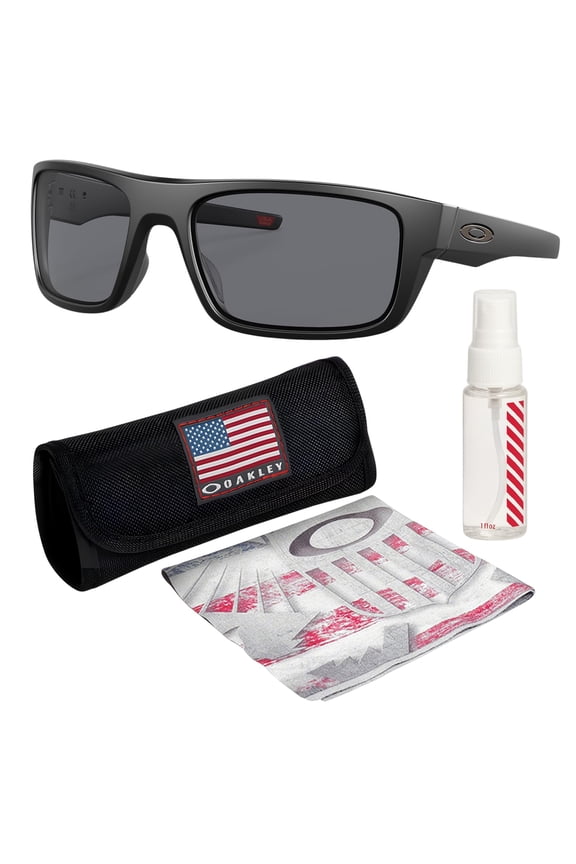 OO9367 Drop Point Rectangle Shaped Non-Polarized Sunglasses for Men - Includes Official Eyewear Kit - Matte Black Frame with Grey Lens