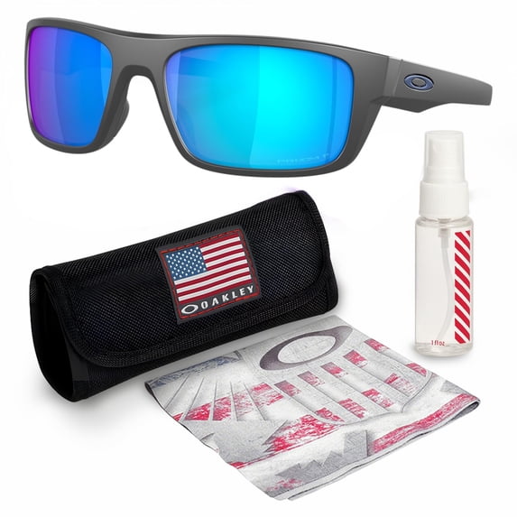 Oakley OO9367 Drop Point Rectangle Shaped Polarized Sunglasses for Men - Includes Official Eyewear Kit - Matte Dark Grey Frame with Prizm Sapphr Irid Lens