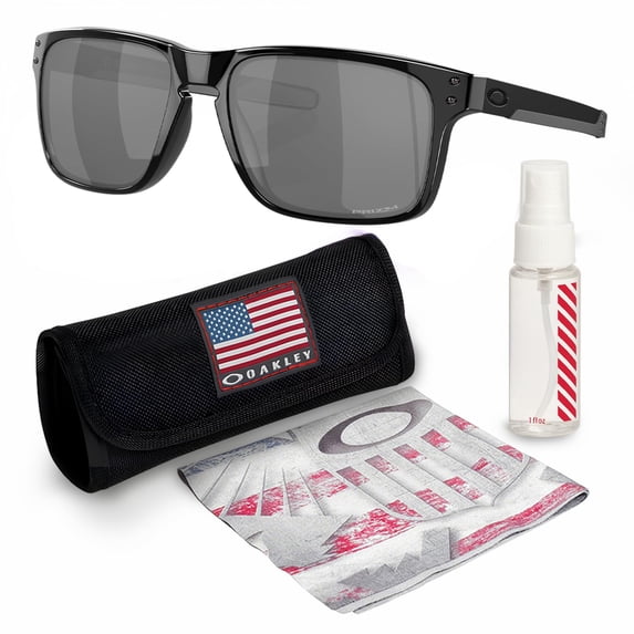 Oakley OO9384 Holbrook Mix Rectangle Shaped Polarized Sunglasses for Men - Includes Official Eyewear Kit - Polished Black Frame with Prizm Black Lens