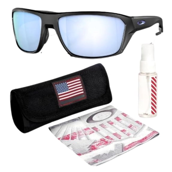 Oakley OO9416 Split Shot Rectangle Shaped Polarized Sunglasses for Men - Includes Official Eyewear Kit - Matte Black Frame with Prizm Deep Water Lens