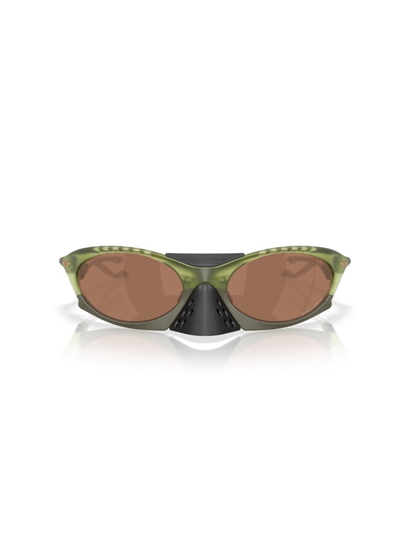Sunglasses for Men - OO9437 Plantaris Oval Sunglasses with Oakley PRIZM Lenses and Removable Nose Cone - Matte Trans Fern/PRIZM Tungsten - Size 63