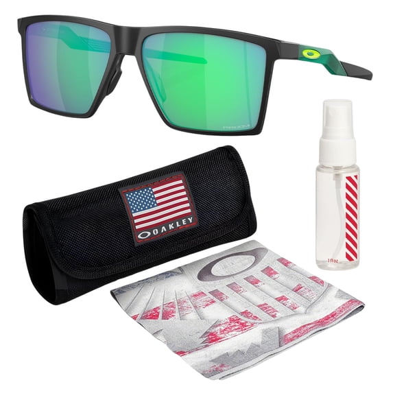 Oakley OO9482 Futurity Sun Square Shaped Non-Polarized Sunglasses for Men & Women - Includes Official Eyewear Kit - Satin Black Frame with Prizm Jade Lens