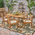 thumbnail image 1 of Oakley Outdoor 7 Piece Acacia Wood Dining Set with Cushions, Teak, Crème, 1 of 6