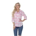 thumbnail image 1 of Oakley Stretchy Plaid Top, 03 - Pink & White - Small, 1 of 1