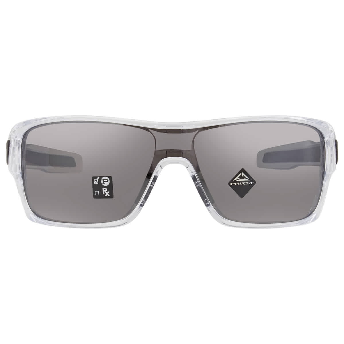Oakley Men's OO9307 Turbine Rotor Rectangular Sunglasses, Polished Clear/Prizm Black Polarized, 32 mm