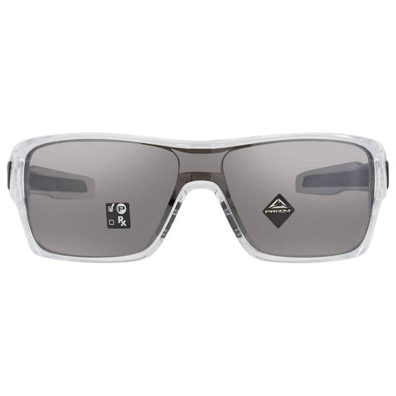 Oakley Men's OO9307 Turbine Rotor Rectangular Sunglasses, Polished Clear/Prizm Black Polarized, 32 mm