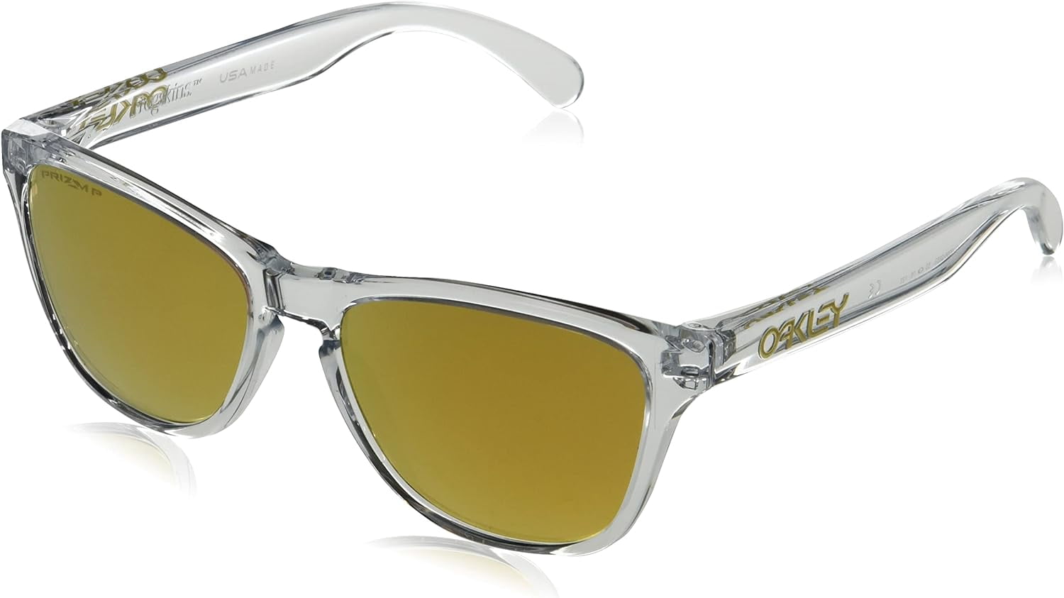 New Oakley OJ9006 Clear Frame Sunglasses with Polarized Prizm 24k lenses  Rare Oakley Youth OJ9006 Frogskins XS Square Sunglasses, Polished  main image 4