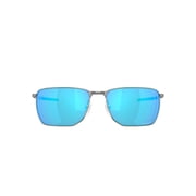 Oakley Mens Size 58 Rectangular Ejector Sunglasses, Satin Chrome/Prizm Sapphire