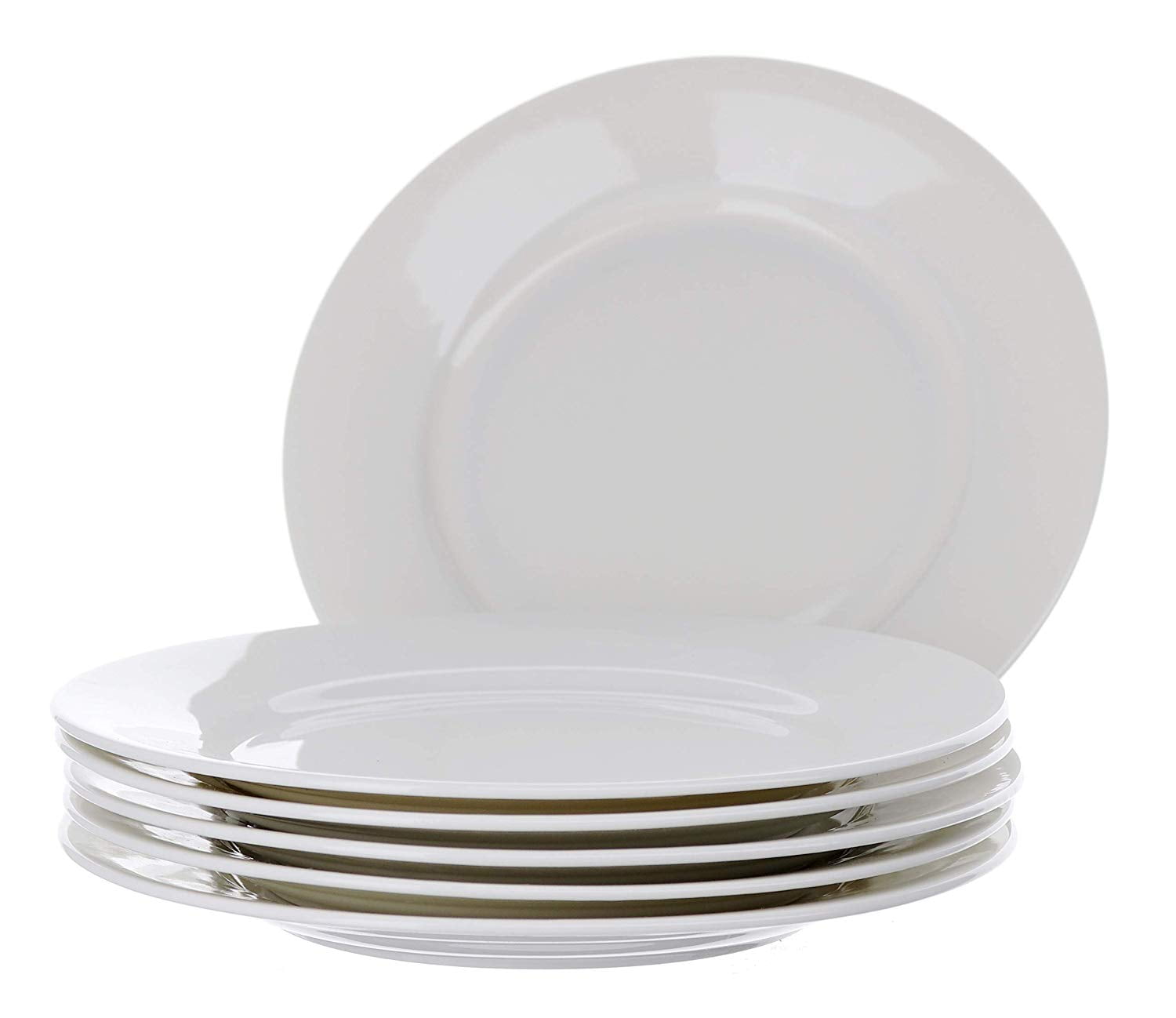 Oaklyn White Plates 8" Set of 6, Round Porcelain Salad Plates Kitchen Set, Microwave Safe