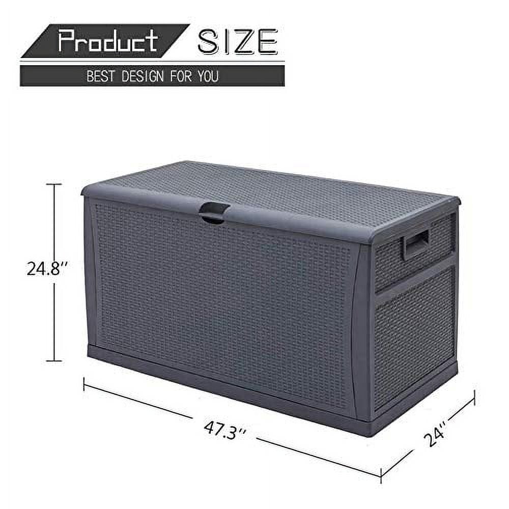 Oakmont 120 Gallon Patio Deck Box, Outdoor Large Resin Wicker Storage Container Garden Furniture