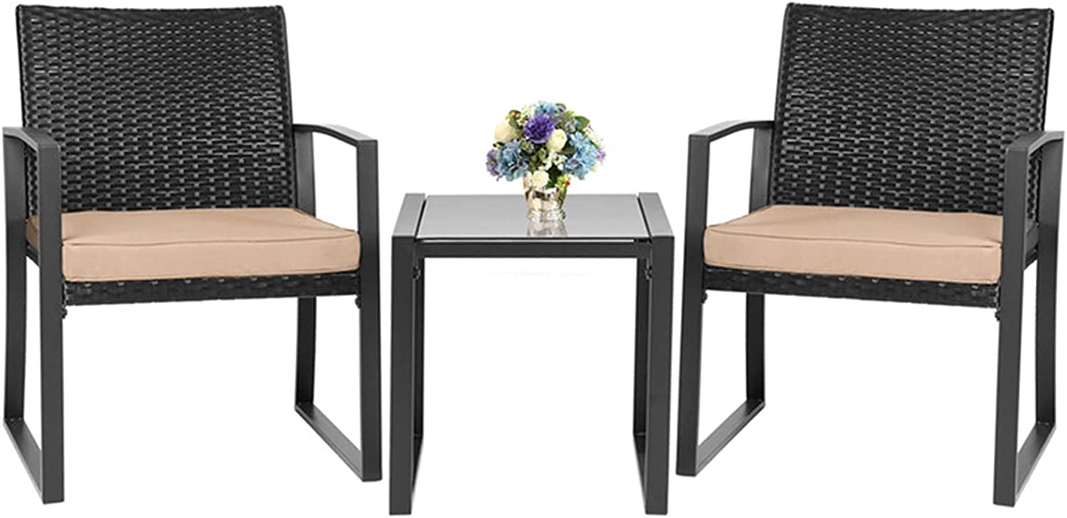 Oakmont 3 Pieces Patio Furniture Set Outdoor Wicker Conversation Set