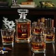 thumbnail image 1 of Oakmont Etched Whiskey Decanter Set with Square Rocks Glasses, 1 of 3