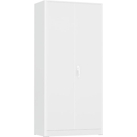 Oakmont Metal Storage Cabinet for Tool Organization, 72" Lockable Garage Storage Cabinets with 2 Doors and 4 Adjustable Shelves, Locking File Cabinet for Office, Home, School (72 Standard-White)
