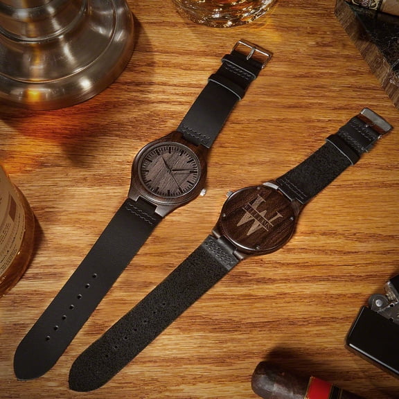 Oakmont Personalized Wooden Watch with Leather Band