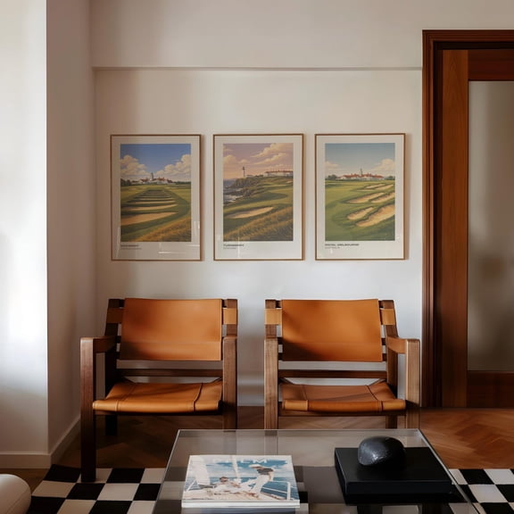 Oakmont Turnberry Royal Melbourne Golf Clubhouse Wall Art Set of 3 Gicl e Prints Famous Golf Courses Posters Collection for Club Room Set 3