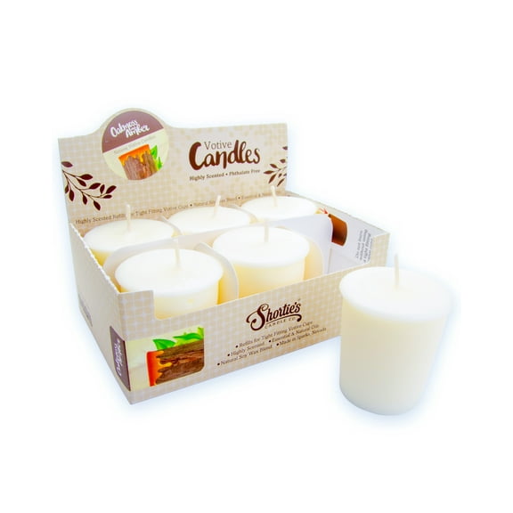 Oakmoss & Amber Soy Votive Candles - Scented with Natural Fragrance Oils - 6 White Natural Votive Candle Refills - Incense & Earth Collection