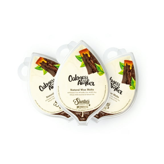 Oakmoss & Amber Soy Wax Melts 3 Pack - All Natural + Essential Oils + Phthalate Free - Shortie's Candle Company
