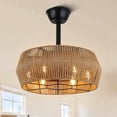 thumbnail image 1 of Chords Attic 18" 6-Light  Boho Ceiling Fan with Lights and Remote Control, Farmhouse Ceiling Fan with Natural Jute Rope Woven Drum Shade for Bedroom, Living Room, Patio, 1 of 8