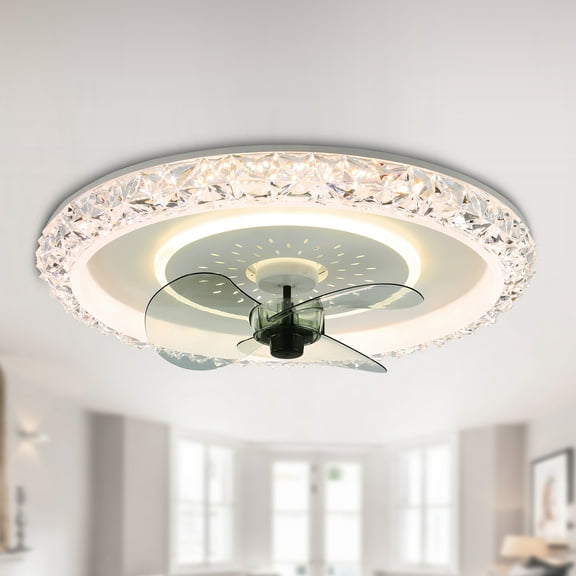 Oaks Aura 19.5 inch Modern Low Profile Reversible Ceiling fan with Remote and LED Light.