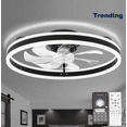 thumbnail image 1 of Oaks Aura 20in. LED Indoor Black Bladeless Low Profile Ceiling Fan Flush Mount Smart App Remote Control Dimmable Lighting, 1 of 5